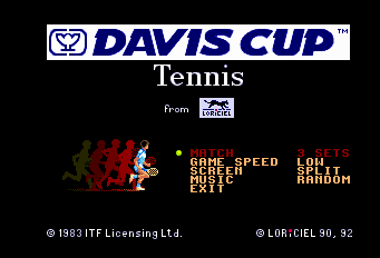 The Davis Cup Tennis Title Screen